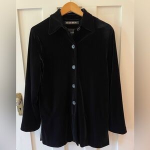 Black Velvet Button Down Front Shacket Jacket